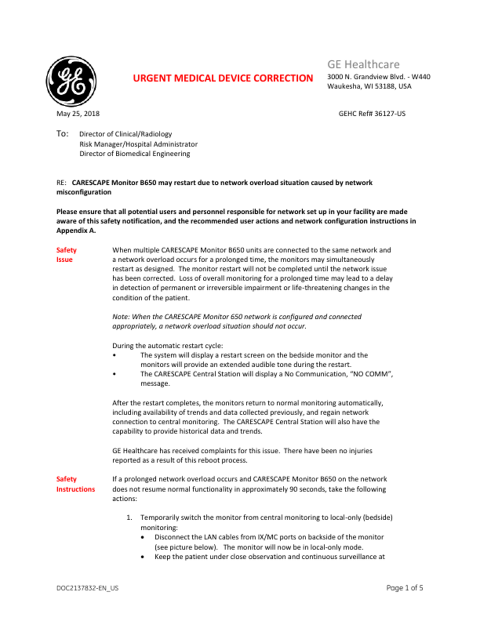 Recall carescape b850 urgent field safety notice may 2018 pdf download